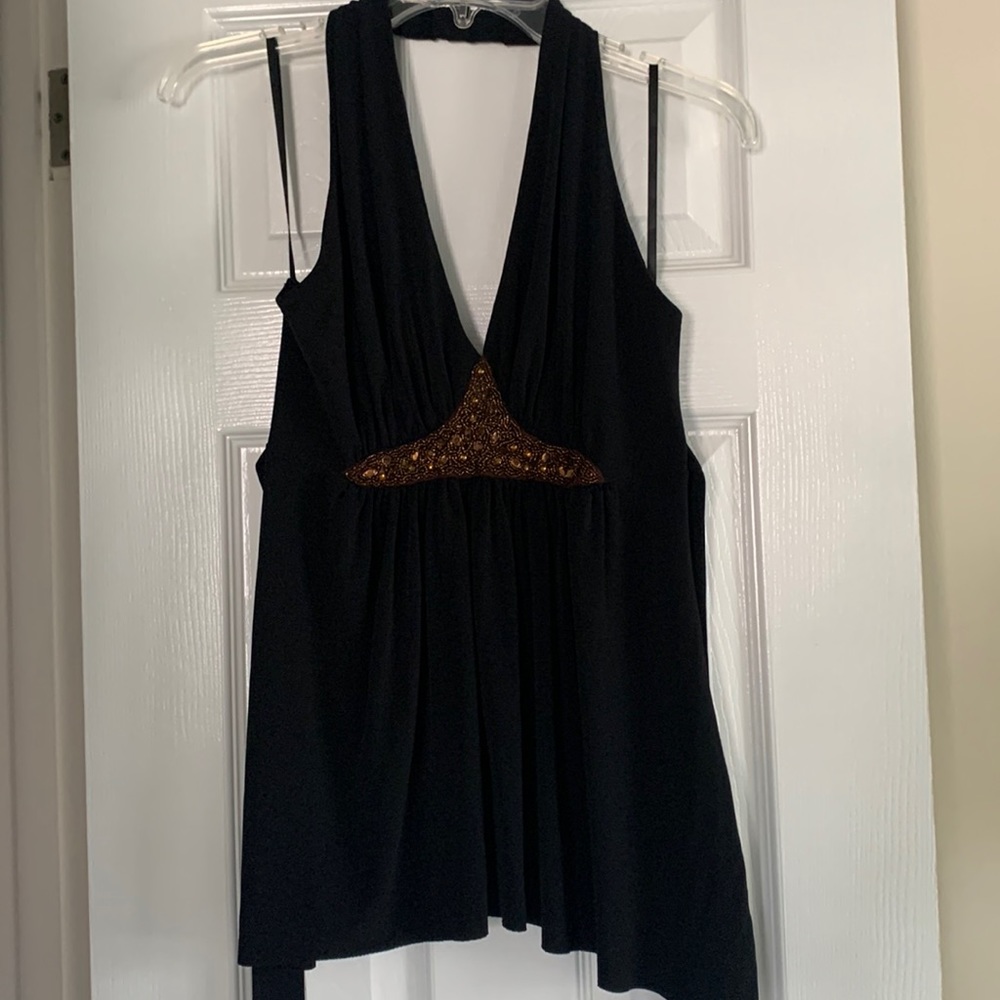 ARDEN B. Beaded black halter Sz.small